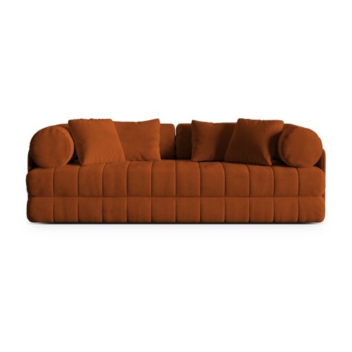 Canapea teracotă extensibilă cu tapițerie din catifea 206 cm Kemi – Cosmopolitan Design