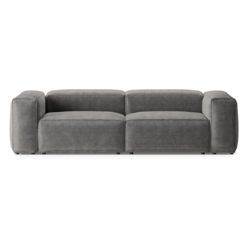 Canapea gri deschis cu tapițerie din catifea reiată 264 cm Bergano – Cosmopolitan Design