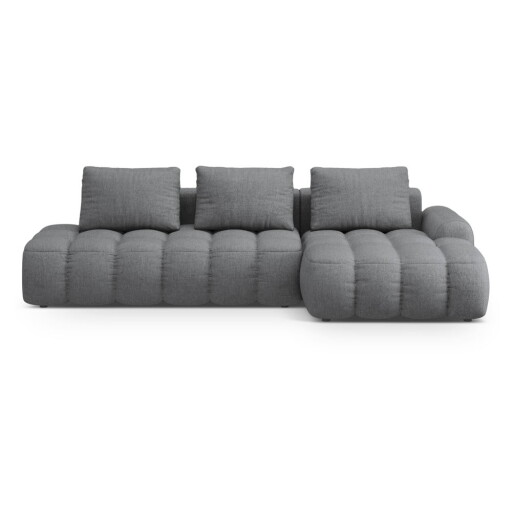 Colțar gri extensibil/cu spațiu de depozitare (cu colț pe partea dreaptă/cu șezlong) Linz – Cosmopolitan Design