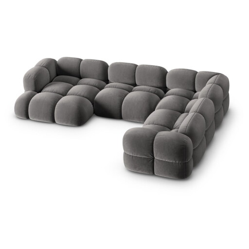 Colțar gri cu tapițerie din catifea (cu colț pe partea dreaptă/în formă de "U") Loretto – Cosmopolitan Design