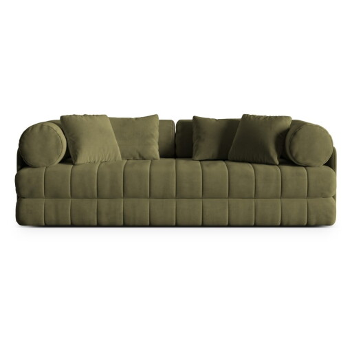 Canapea verde extensibilă cu tapițerie din catifea 206 cm Kemi – Cosmopolitan Design