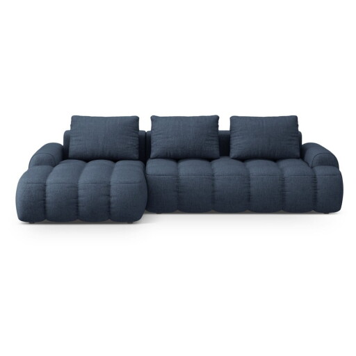 Colțar albastru închis extensibil/cu spațiu de depozitare (cu colț pe partea stângă/cu șezlong) Linz – Cosmopolitan Design