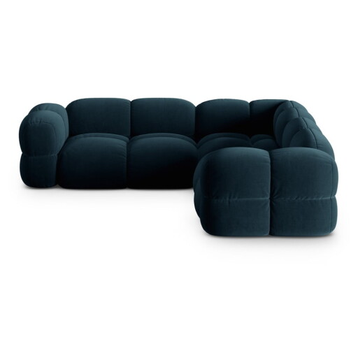 Colțar albastru închis cu tapițerie din catifea Loretto – Cosmopolitan Design