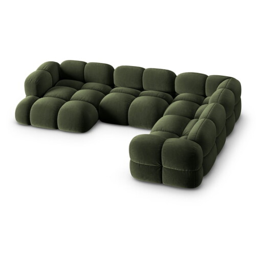 Colțar verde cu tapițerie din catifea (cu colț pe partea dreaptă/în formă de "U") Loretto – Cosmopolitan Design