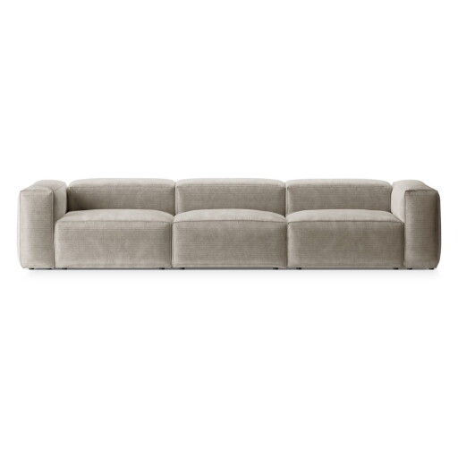 Canapea bej cu tapițerie din catifea reiată 364 cm Bergano – Cosmopolitan Design