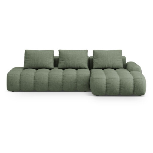 Colțar verde extensibil/cu spațiu de depozitare (cu colț pe partea dreaptă/cu șezlong) Linz – Cosmopolitan Design