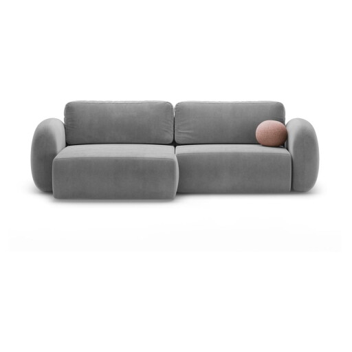 Colțar gri închis extensibil/cu spațiu de depozitare cu tapițerie din catifea Tonale – Cosmopolitan Design