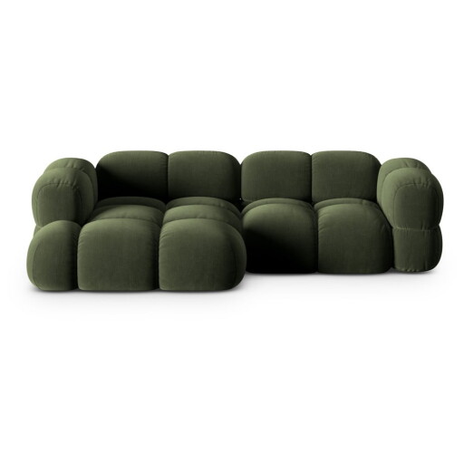 Colțar verde cu tapițerie din catifea (cu colț pe partea stângă/cu șezlong) Loretto – Cosmopolitan Design