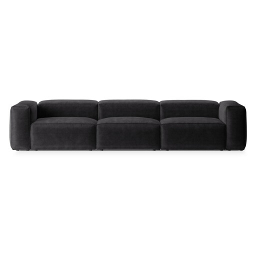 Canapea gri închis cu tapițerie din catifea reiată 364 cm Bergano – Cosmopolitan Design