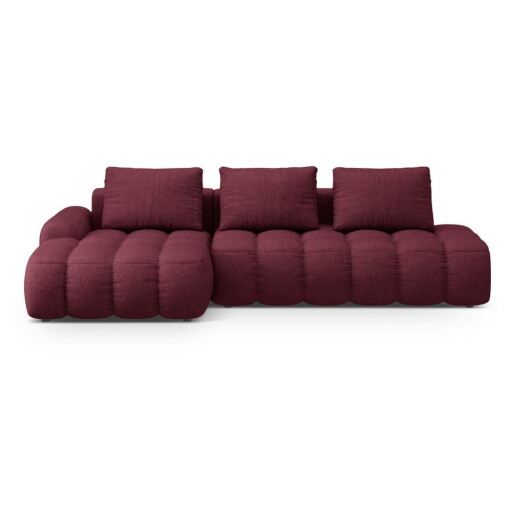 Colțar burgundy extensibil/cu spațiu de depozitare (cu colț pe partea stângă/cu șezlong) Linz – Cosmopolitan Design