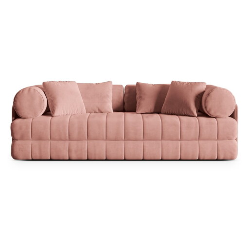 Canapea roz extensibilă cu tapițerie din catifea 206 cm Kemi – Cosmopolitan Design