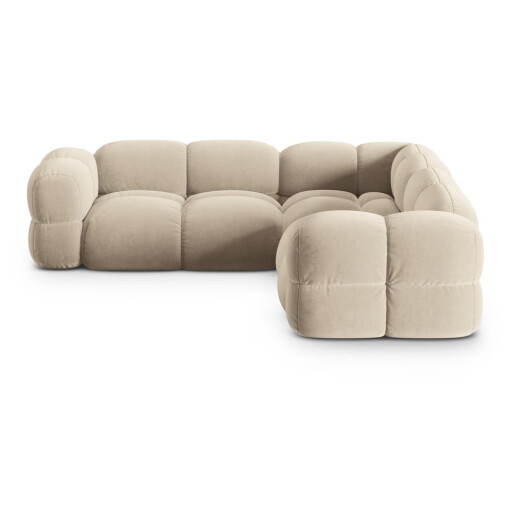 Colțar bej cu tapițerie din catifea Loretto – Cosmopolitan Design