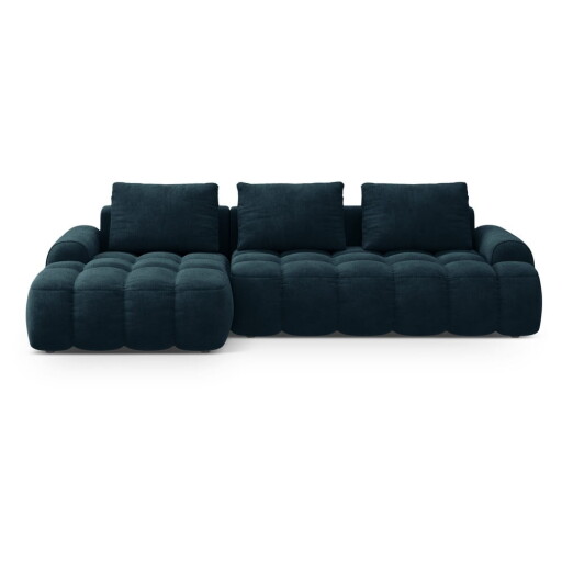 Colțar petrol extensibil/cu spațiu de depozitare cu tapițerie din catifea (cu colț pe partea stângă/cu șezlong) Linz – Cosmopolitan Design