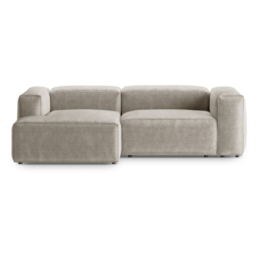 Colțar bej cu tapițerie din catifea reiată (cu colț pe partea stângă/cu șezlong) Bergano – Cosmopolitan Design