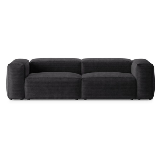 Canapea gri închis cu tapițerie din catifea reiată 264 cm Bergano – Cosmopolitan Design