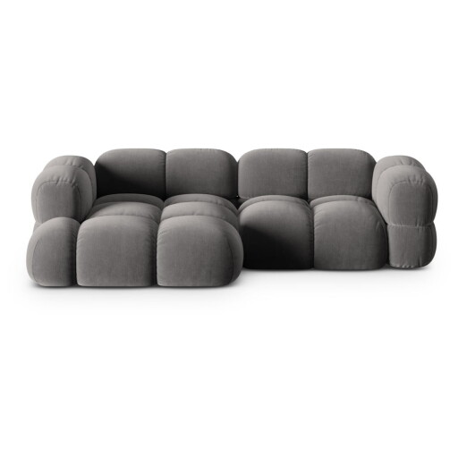 Colțar gri cu tapițerie din catifea (cu colț pe partea stângă/cu șezlong) Loretto – Cosmopolitan Design