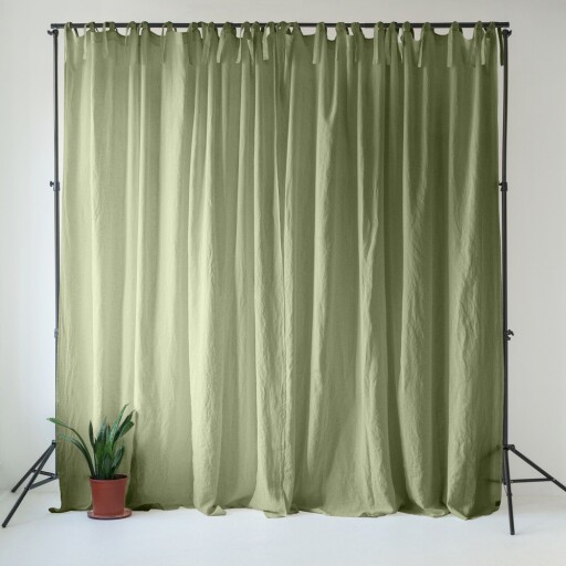Draperie verde-deschis din in 140x200 cm Sage – Linen Tales