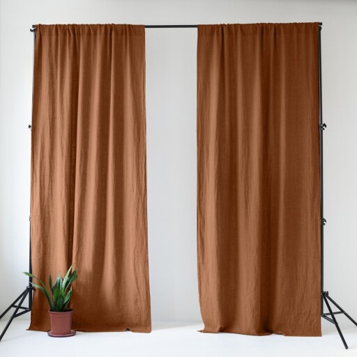Draperie maro din in 140x250 cm Hazelnut – Linen Tales