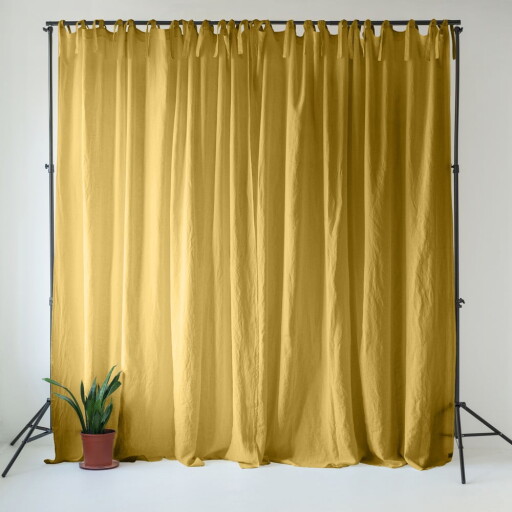 Draperie galbenă din in 140x330 cm Lemon Curry – Linen Tales
