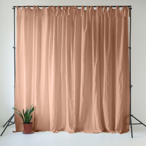 Draperie roz-maro din in 140x330 cm Cafe Creme – Linen Tales