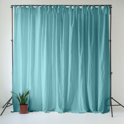 Draperie turcoaz din in 140x300 cm Coastal Blue – Linen Tales