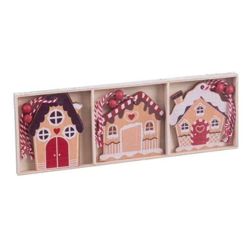 Ornamente de Crăciun 6 buc. din lemn 7 cm Ginger House – Casa Selección