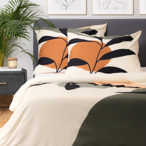 Lenjerie de pat King Size, Tierra, Homla, 3 piese, 200x220 cm, microfibra din poliester, multicolor