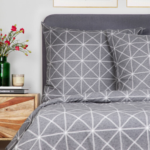 Lenjerie de pat King Size, Felix Grey, Homla, 3 piese, 200x220 cm, bumbac, gri/alb