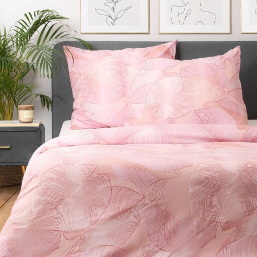 Lenjerie de pat King Size, Gallo, Homla, 3 piese, 200x220 cm, microfibra din poliester, roz