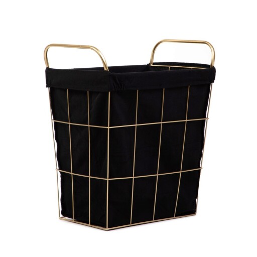 Cos de rufe Lorrey, Homla, 42x27x49 cm, metal/poliester, negru/auriu