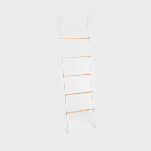 Suport pentru prosoape Taru, Homla, 45x2x159.5 cm, metal/lemn, alb/natur