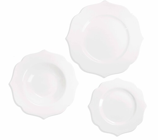 Serviciu de masa 18 piese, Queen, Brandani, portelan New Bone China, alb
