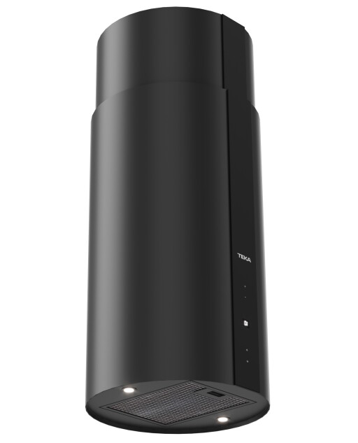 Hota insula Teka CC 485 BK  3 trepte + turbo  forma cilindrica  Motor EcoPower  920 m3/h Free Outlet  Negru