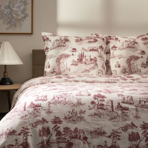 Lenjerie de pat dubla Peisa, Homla, 3 piese, 160x200 cm, bumbac satinat, multicolor