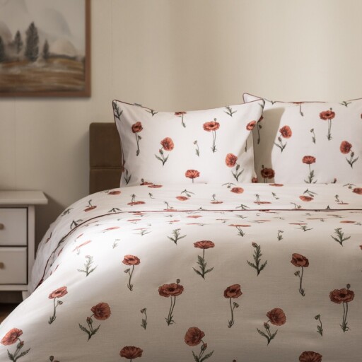 Lenjerie de pat dubla Meadow Flowers, Homla, 3 piese, 160x200 cm, bumbac, multicolor
