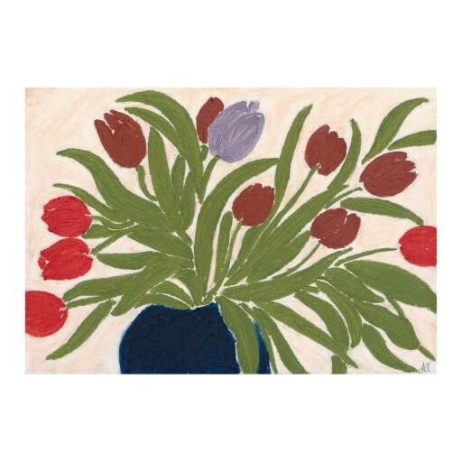 Poster 70x50 cm Tulips in a Blue Vase – The Poster Club