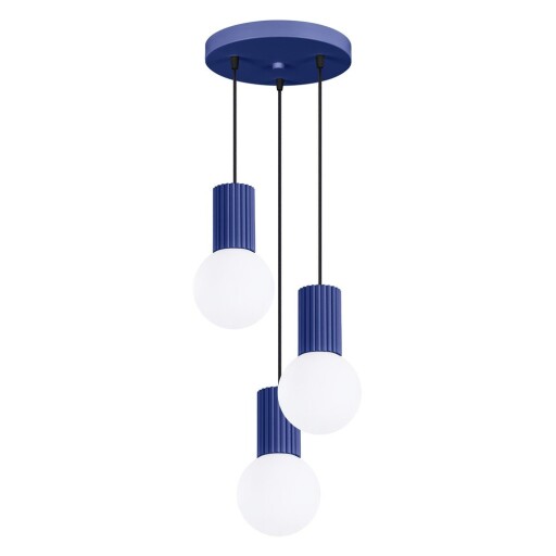 Lustră albastru-închis cu abajur din sticlă ø 25 cm Orbital – Nice Lamps