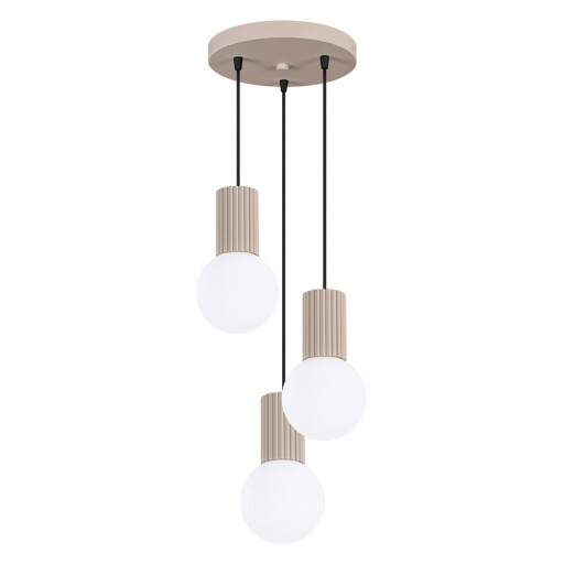 Lustră taupe cu abajur din sticlă ø 25 cm Orbital – Nice Lamps