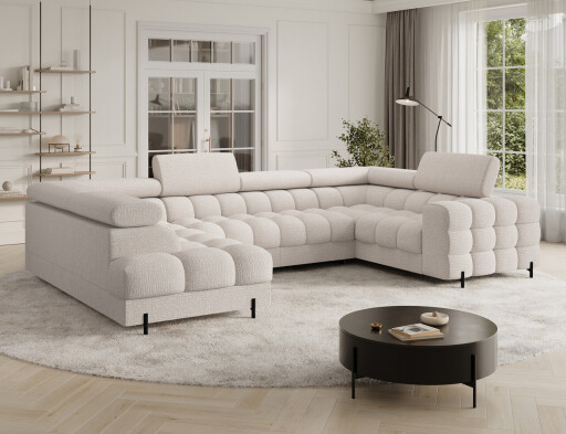 Coltar extensibil stanga 3 locuri ELTAP, LT-20BAF, Fectory, 346x205x93 cm, lemn/poliester, bej deschis