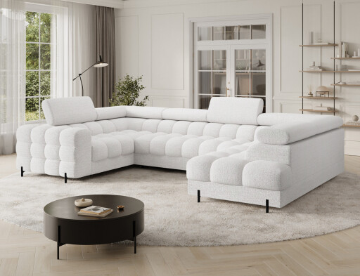 Coltar extensibil dreapta 3 locuri ELTAP, RT-01ROY, Fectory, 346x205x93 cm, lemn/poliester, alb