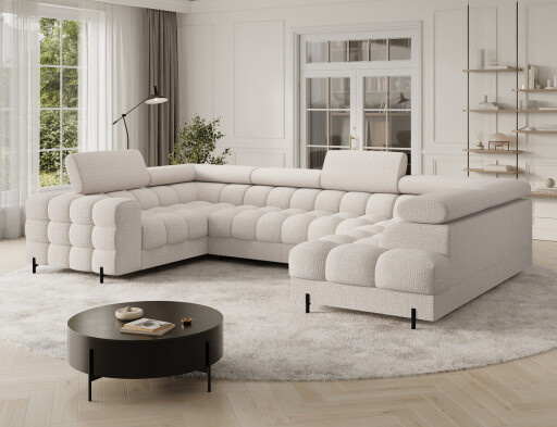 Coltar extensibil dreapta 3 locuri ELTAP, RT-20BAF, Fectory, 346x205x93 cm, lemn/poliester, bej deschis