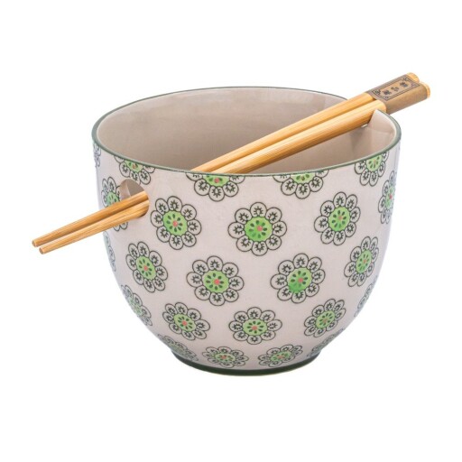 Bol mic verde-gri din gresie 450 ml Geometric – Sass & Belle