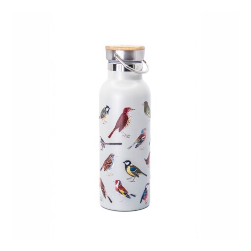 Sticlă albă de călătorie din oțel inoxidabil 425 ml Vintage Birds – Sass & Belle