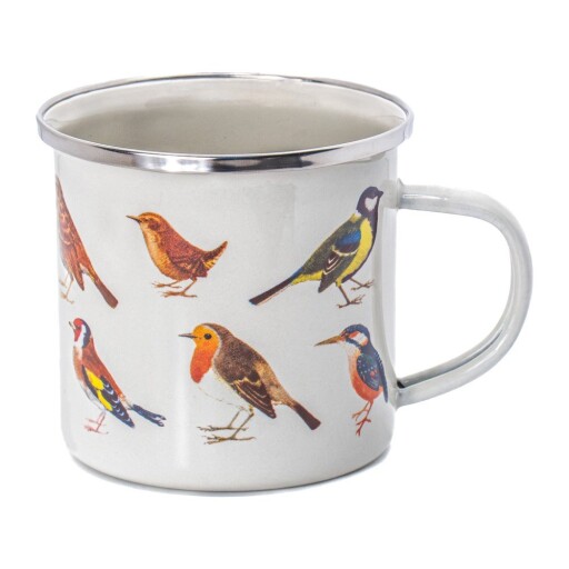 Cană albă-maro 310 ml Vintage Birds – Sass & Belle