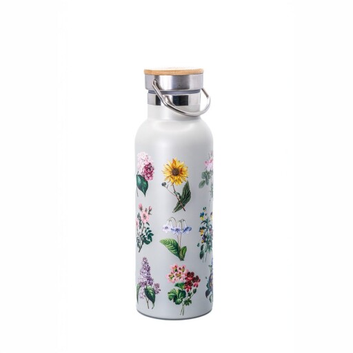 Sticlă gri deschis de călătorie din oțel inoxidabil 425 ml Vintage Flowers – Sass & Belle