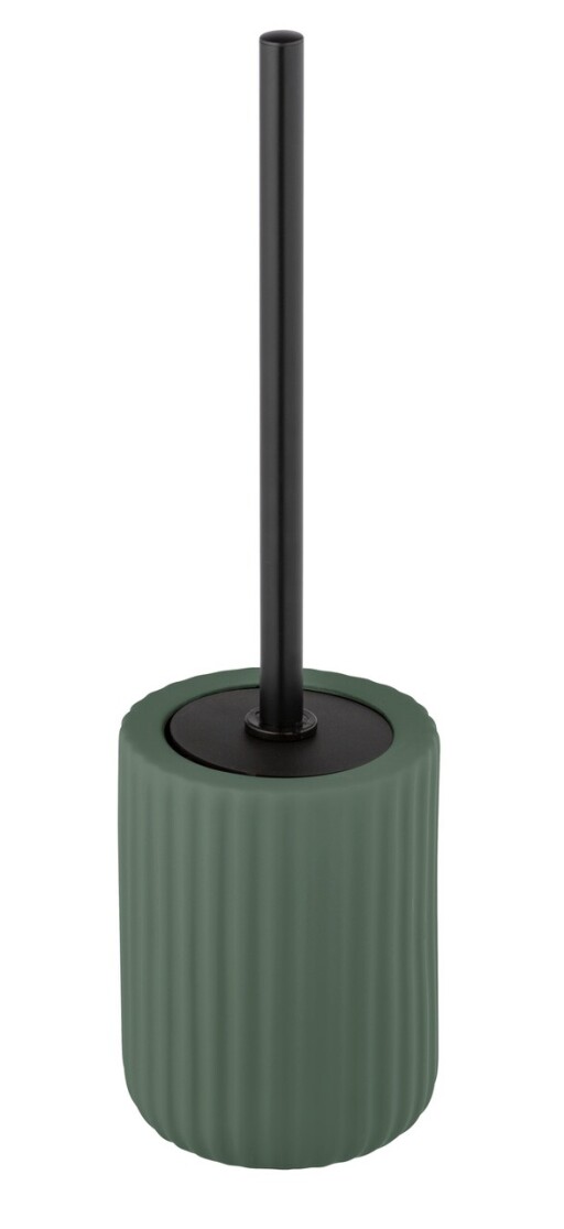 Perie pentru toaleta cu suport Belluno, Wenko, 11.5x42 cm, ceramica/inox, verde/negru