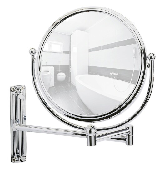 Oglinda cosmetica, Wenko, Deluxe, 23 x 33 x 28.5 cm, inox, gri