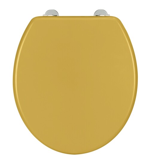 Capac de toaleta cu sistem automat de coborare, Wenko, Prima, 37 x 41 cm, mdf/inox, mustar