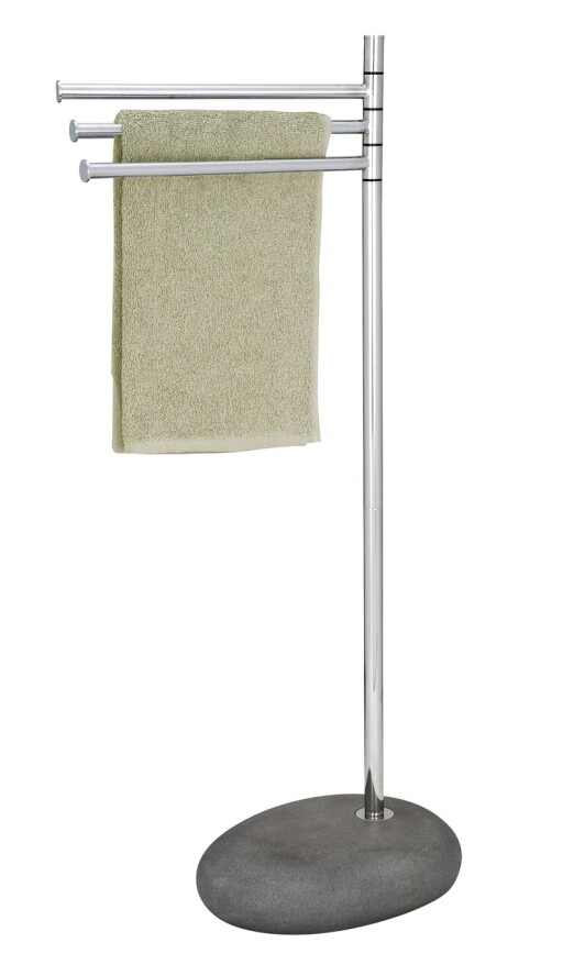 Suport pentru prosoape Pebble Stone, Wenko, 38x23x84 cm, metal/otel/polirasina, gri/argintiu