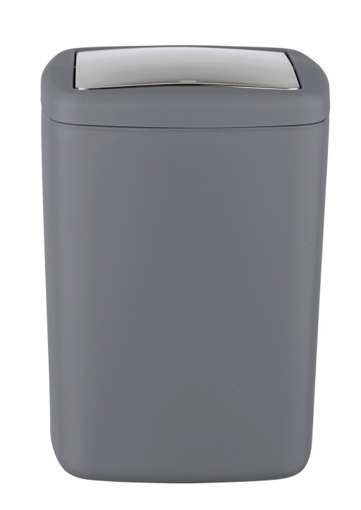 Cos de gunoi Barcelona, Wenko, 20.5x20.5x28.5 cm, plastic/TPE, gri inchis